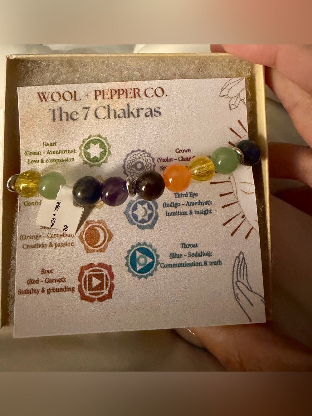 Wool + Pepper Co. 7 Chakra Multi-Gemstone Beaded Bracelet - Multicolor